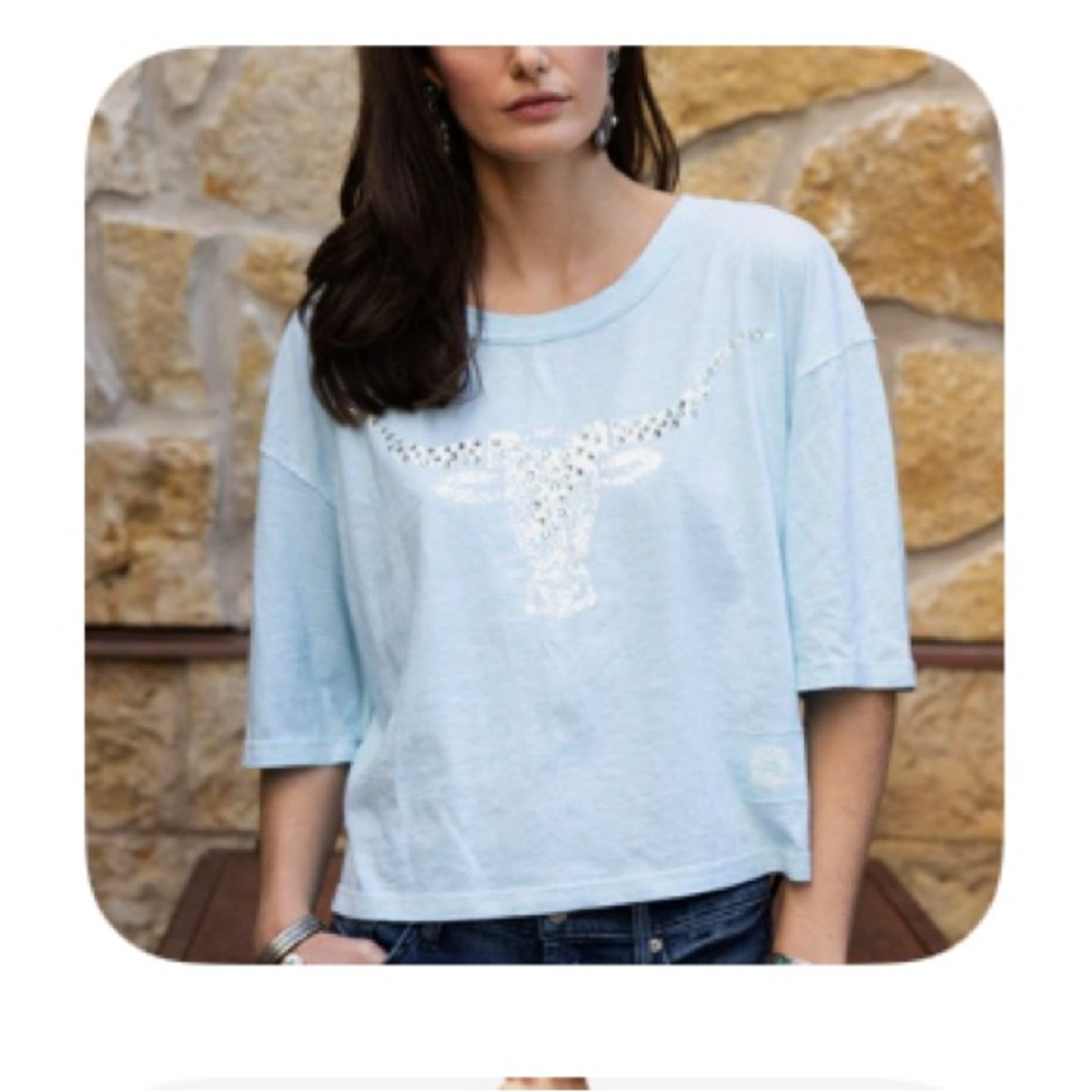 Double D Ranch Light Blue Rhinestone Tee - Picture 8 of 8